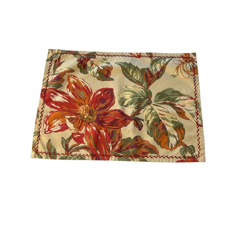 April Cornell Set Of Four French Country Fall Floral Fabric Placemats